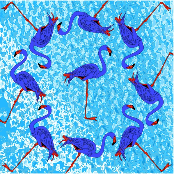 Flamingos Azuis Fundo Água —  Vetores de Stock