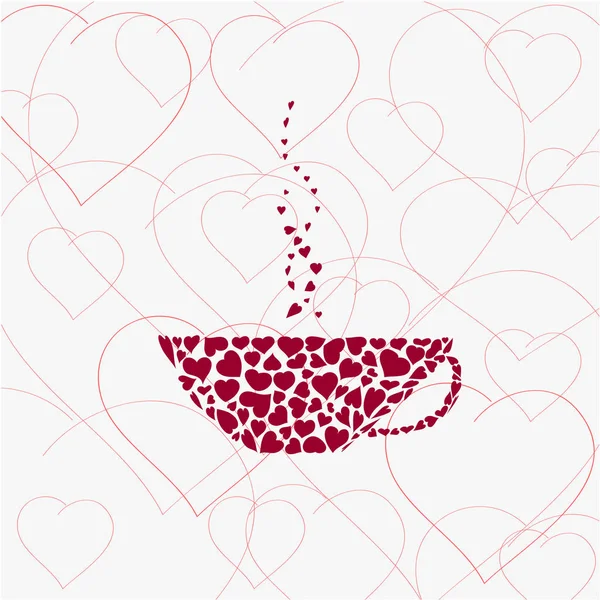 コーヒー カップと心の抽象的なベクトル イラスト — ストックベクタ