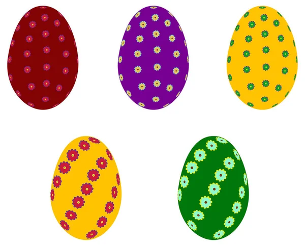 Kleurrijke Grafische Pasen Eieren Witte Achtergrond — Stockvector