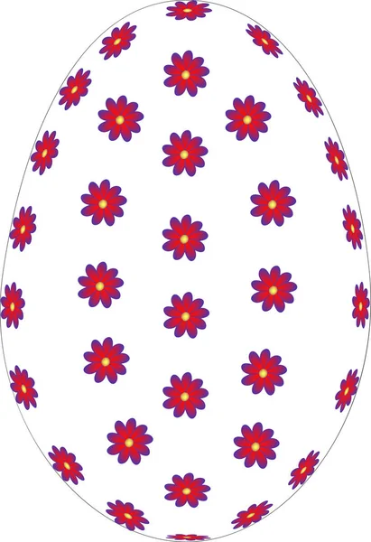 Oeuf Pâques Motifs Floraux Sur Fond Blanc — Image vectorielle