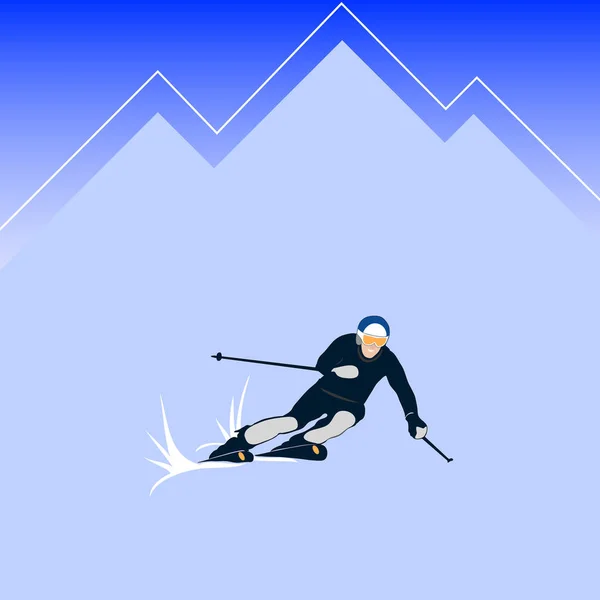 Sportif Ski Illustration Vectorielle Simple — Image vectorielle