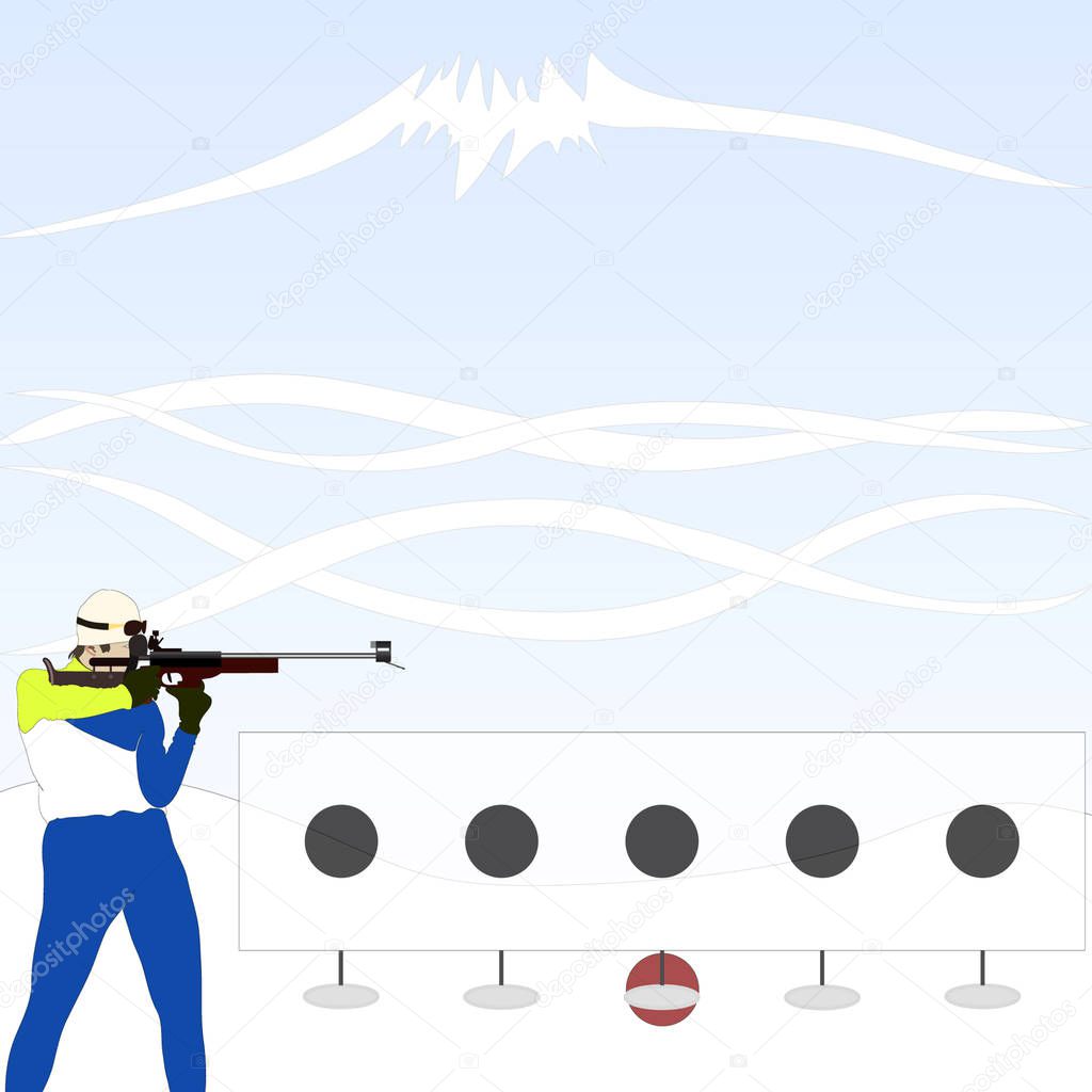 Biathlon sportsman simply vector illustration