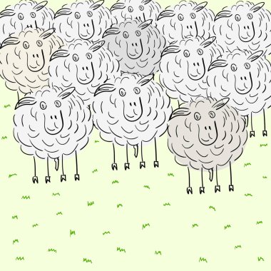 koyunları sürüsü sadece vektör illüstrasyon