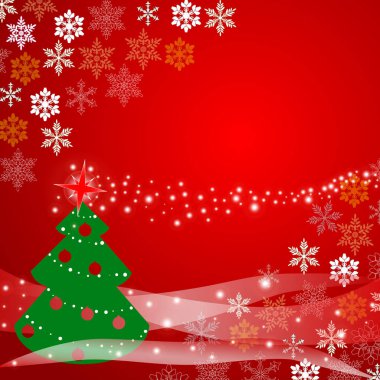 Noel ağacı ile kırmızı tebrik kartı