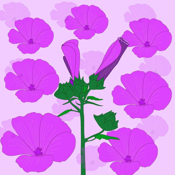 Fundo Flores Estilo Retro Roxo Brilhante —  Vetores de Stock