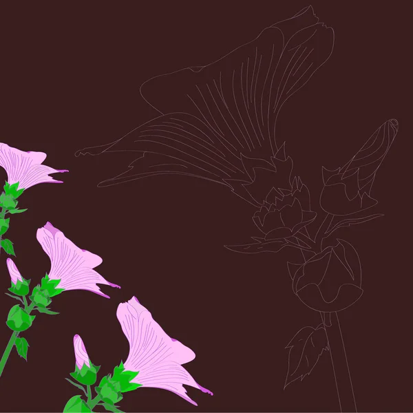 Цветы Винтажного Стиля Коричневом Фоне — стоковый вектор