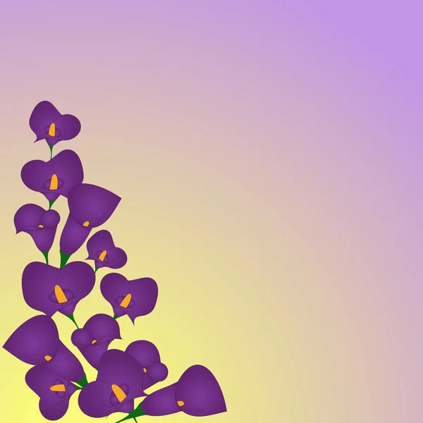 Kort Med Violett Vintage Stil Blomma Bakgrund — Stock vektor