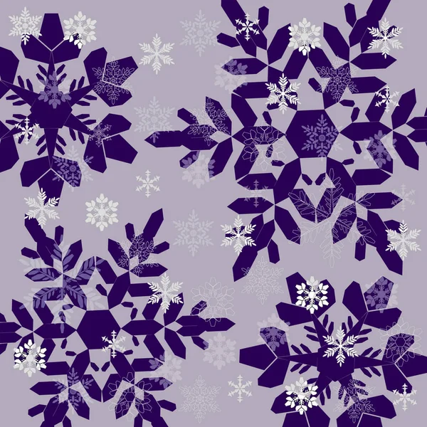 Fond Noël Avec Des Flocons Neige Violets — Image vectorielle