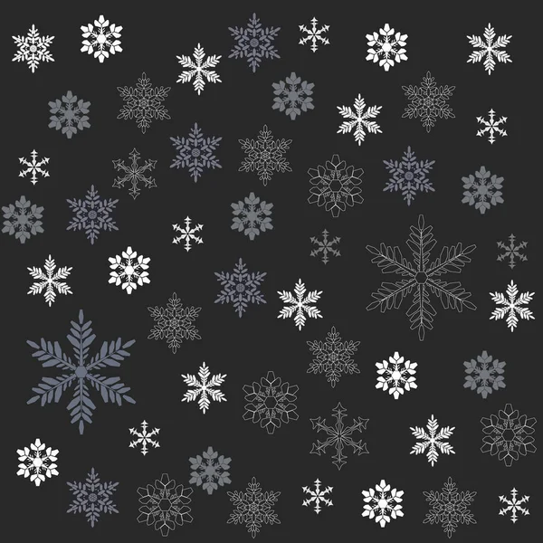 Fond Noël Avec Des Flocons Neige Blancs Gris Sur Fond — Image vectorielle