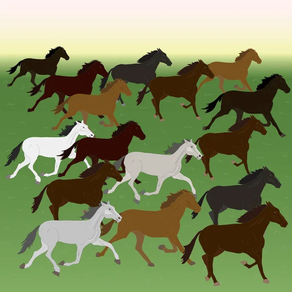 Running Horses Simply Vector Illustration — Stock Vector