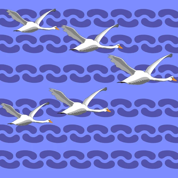 Летающие Лебеди Просто Векторная Иллюстрация — стоковый вектор