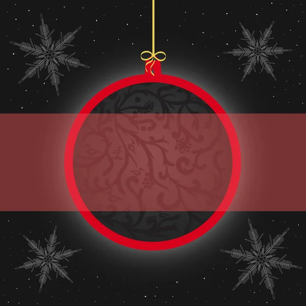 Bola Vermelha Com Padrão Cartão Natal — Vetor de Stock