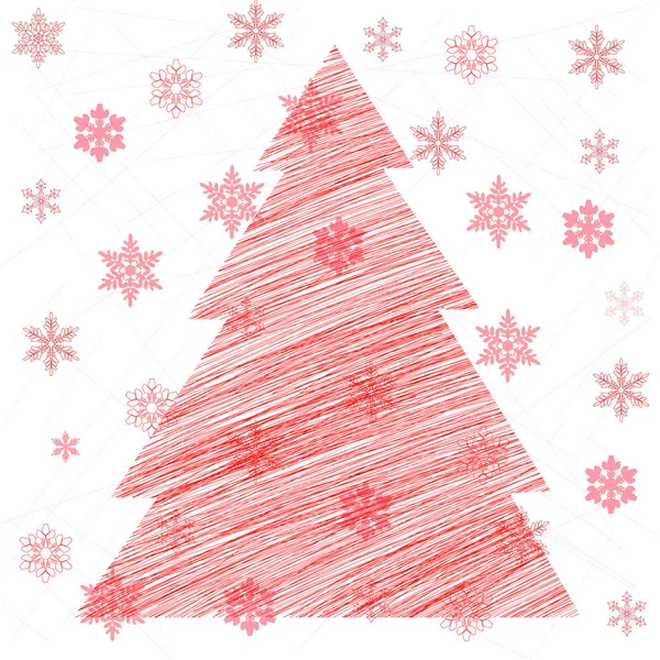赤のクリスマス ツリーとクリスマス カードの背景 — ストックベクタ