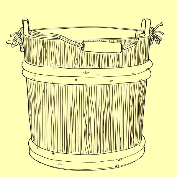 Wooden Bucket Simply Vector Illustration — Stock Vector