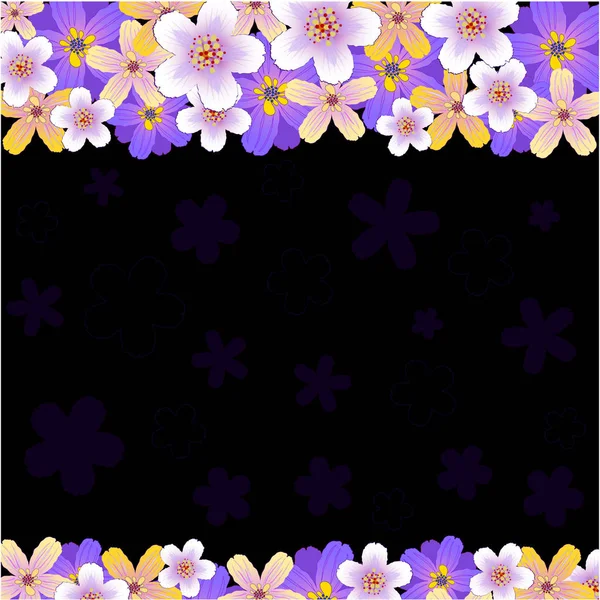 Κάρτα Ρετρό Πολύχρωμο Λουλούδι Φόντο — Διανυσματικό Αρχείο