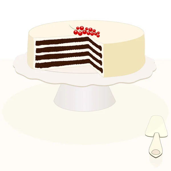 ケーキのプレートに赤スグリと ベクトル — ストックベクタ