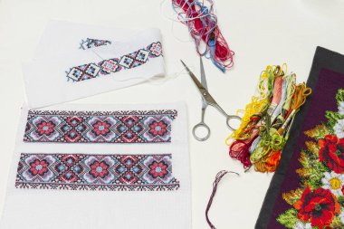 Nakış ve kumaş tablo için bir araç yakın çekim