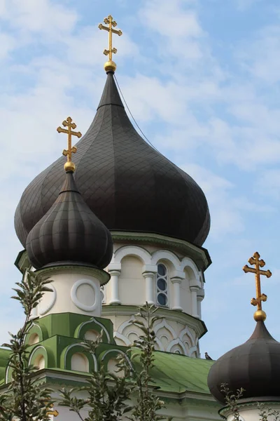 Orthodox Church Black Domes Sky — Stock Photo, Image
