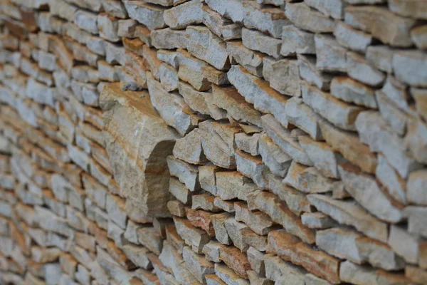 Zbliżenie Ściana Ogrodzenia Kamieni — Zdjęcie stockowe