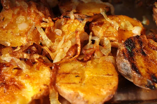Închiderea Cartofilor Coapte Ceapă — Fotografie, imagine de stoc