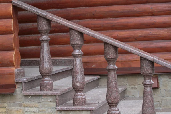 staircase with railing in wooden country house