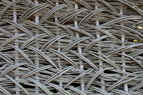 Nézd Fonott Fából Készült Kerítés Vidéki Környezetben — Stock Fotó