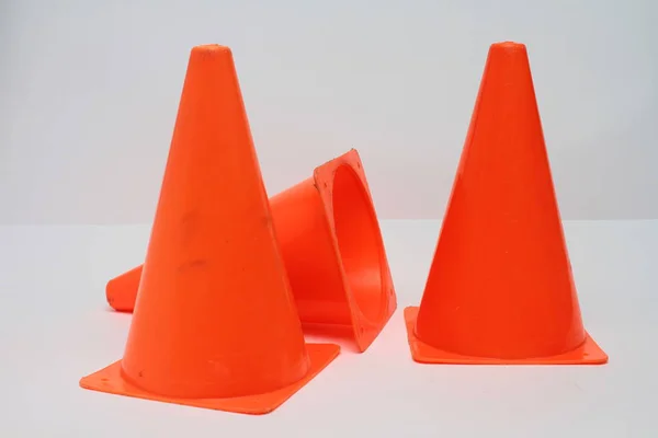 Close Orange Traffic Cones White Background — Stock Photo, Image