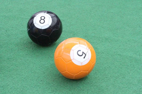 Gros Plan Des Boules Billard Colorées Sur Table — Photo