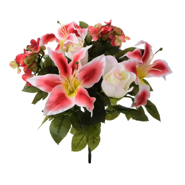 Color Artificial Flowers Bouquet Leaves Isolated White Background Royalty Free Stock Photos