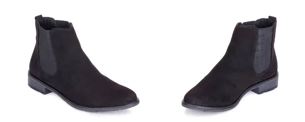 Paire de chaussures classiques de bottines plates en cuir pour femme. Deux isolés . — Photo