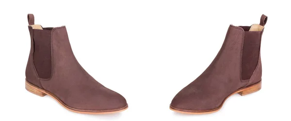 Paire de chaussures classiques de bottines en cuir pour femme. Deux isolés . — Photo