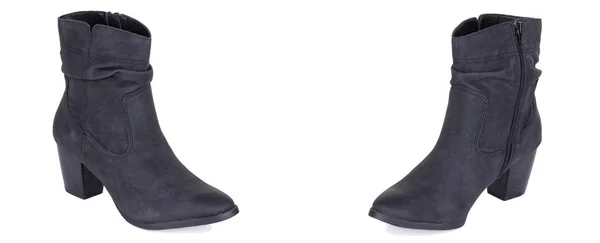 Klasik kadın kovboy süet çizmeler ayakkabı çifti. İki izole.