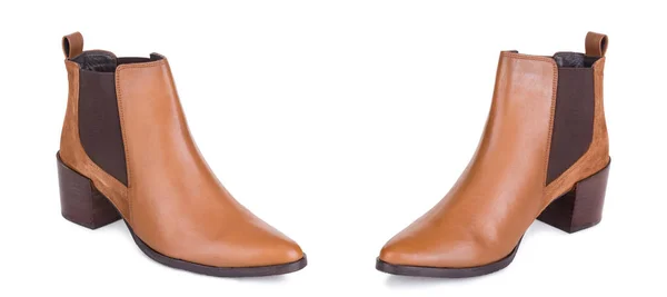 Klasik kadın kovboy süet çizmeler ayakkabı çifti. İki izole.