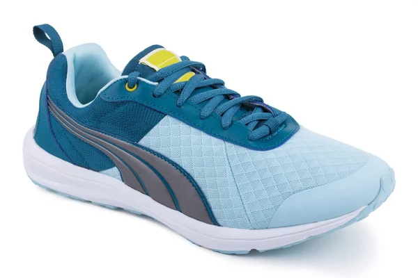 One turquoise fiber fabric casual sneakers shoe isolated white background