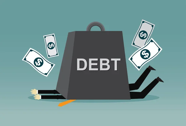Zakenman Onder Schuldenlast — Stockvector
