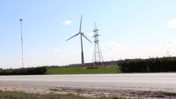 Une Éolienne Une Éolienne Pour Parc Éolien Rotation Pour Produire — Video