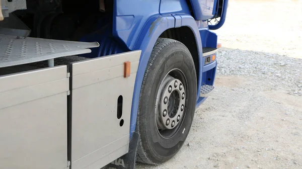Transporte Cabina Azul Camión Grande Detalles Camión Logística —  Fotos de Stock