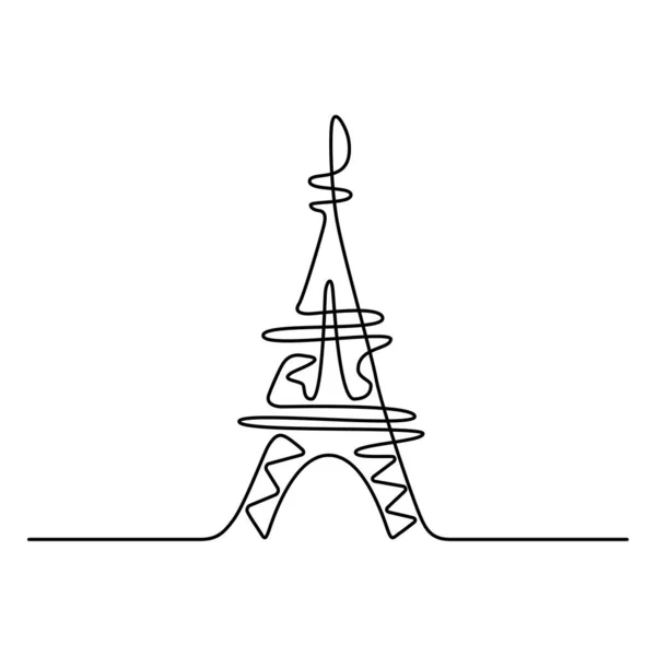 Dibujo Continuo Línea Torre Eiffel París Negro Aislado Sobre Fondo — Archivo Imágenes Vectoriales