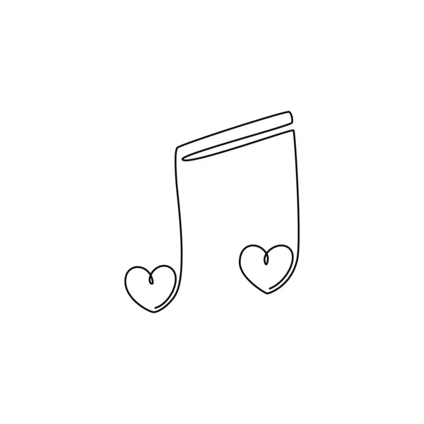 Ciągły Rysunek Linii Muzyczna Nuta Sercem Piosenka Miłości Muzyka Miłości — Wektor stockowy