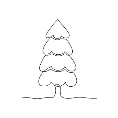 Devamlı çizgi çizimi. Firavun ağacı. Beyaz arka planda siyah izole edilmiş. El çizimi vektör illüstrasyonu. 