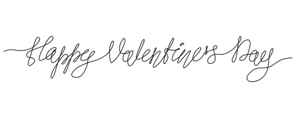 Nepřetržitá Kresba Čáry Písmena Šťastného Valentýna Černý Izolovaný Bílém Pozadí — Stockový vektor