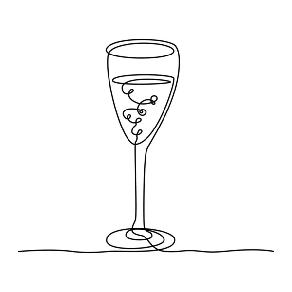 Kontinuierliche Linienzeichnung Weinglas Mit Wein Vorhanden Vereinzelt Auf Weißem Hintergrund — Stockvektor