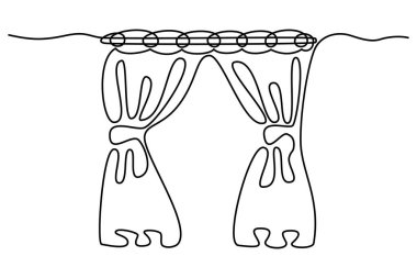 Devamlı çizgi çizimi. Perde. Beyaz arka planda izole edilmiş. El çizimi vektör illüstrasyonu. 