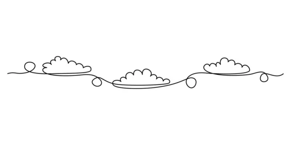 Dessin Continu Nuages Noir Isolé Sur Fond Blanc Illustration Vectorielle — Image vectorielle