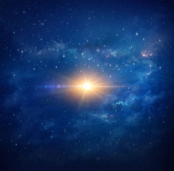 Heldere Ster Schijnt Deep Space Stellaire Explosie Sterrenclusters Hoge Resolutie — Stockfoto