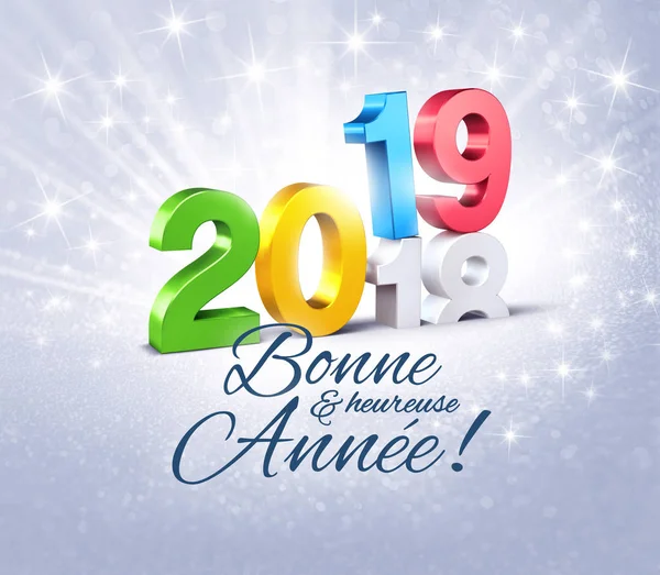 Numéro Date Nouvel Coloré 2019 Salutations Français Dessus Année 2018 — Photo