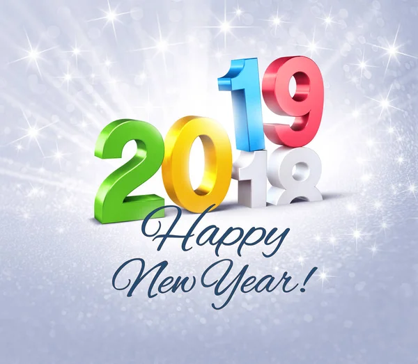 Colorido Número Fecha Año Nuevo 2019 Felices Saludos Por Encima — Foto de Stock