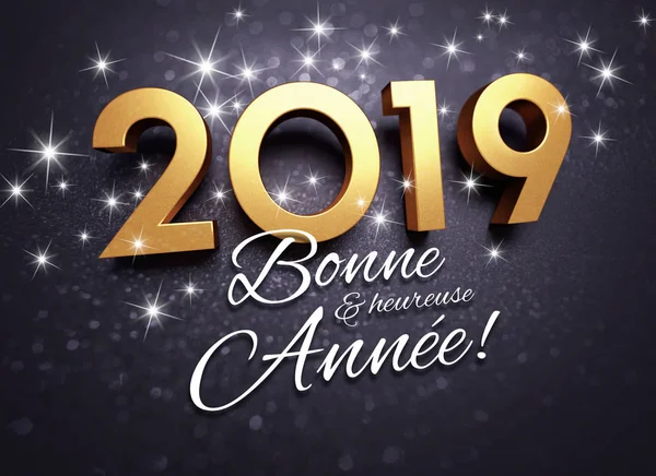 Bonne Année 2019 Date Numéro Coloré Salutations Langue Française Sur — Photo