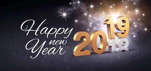 Felices Saludos Número Fecha Año Nuevo 2019 Coloreados Oro Por — Foto de Stock
