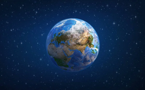Planeta Terra Espaço Focado Europa Ásia Ilustração Elementos Desta Imagem — Fotografia de Stock